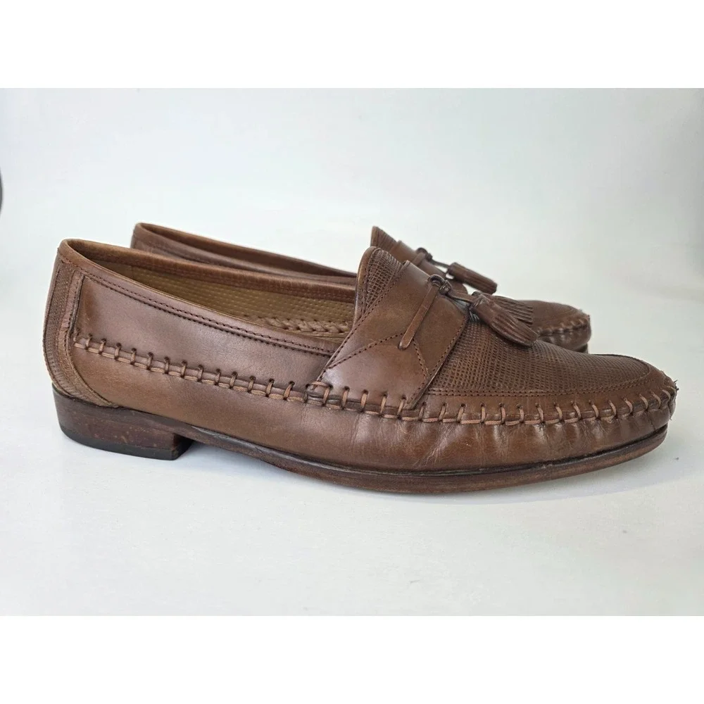 Florsheim Men's Dress Shoes‎ Size 10.5 Brown Tan Leather Tassel Slip On Loafers